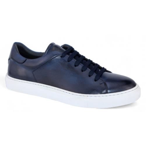 Duca Di Matiste "Monza" Navy Genuine Italian Calf Leather Sneakers.